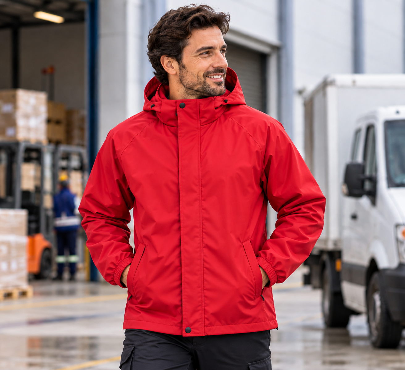 Bitlis kırmızı suya dayanıklı yağmurluk mont modeli, kapüşonlu ve fermuarlı tasarımıyla kurumsal personel kullanımına uygundur. Krallar Tekstil, toplu siparişlerde logo baskısı ve nakış uygulaması seçenekleri sunar.