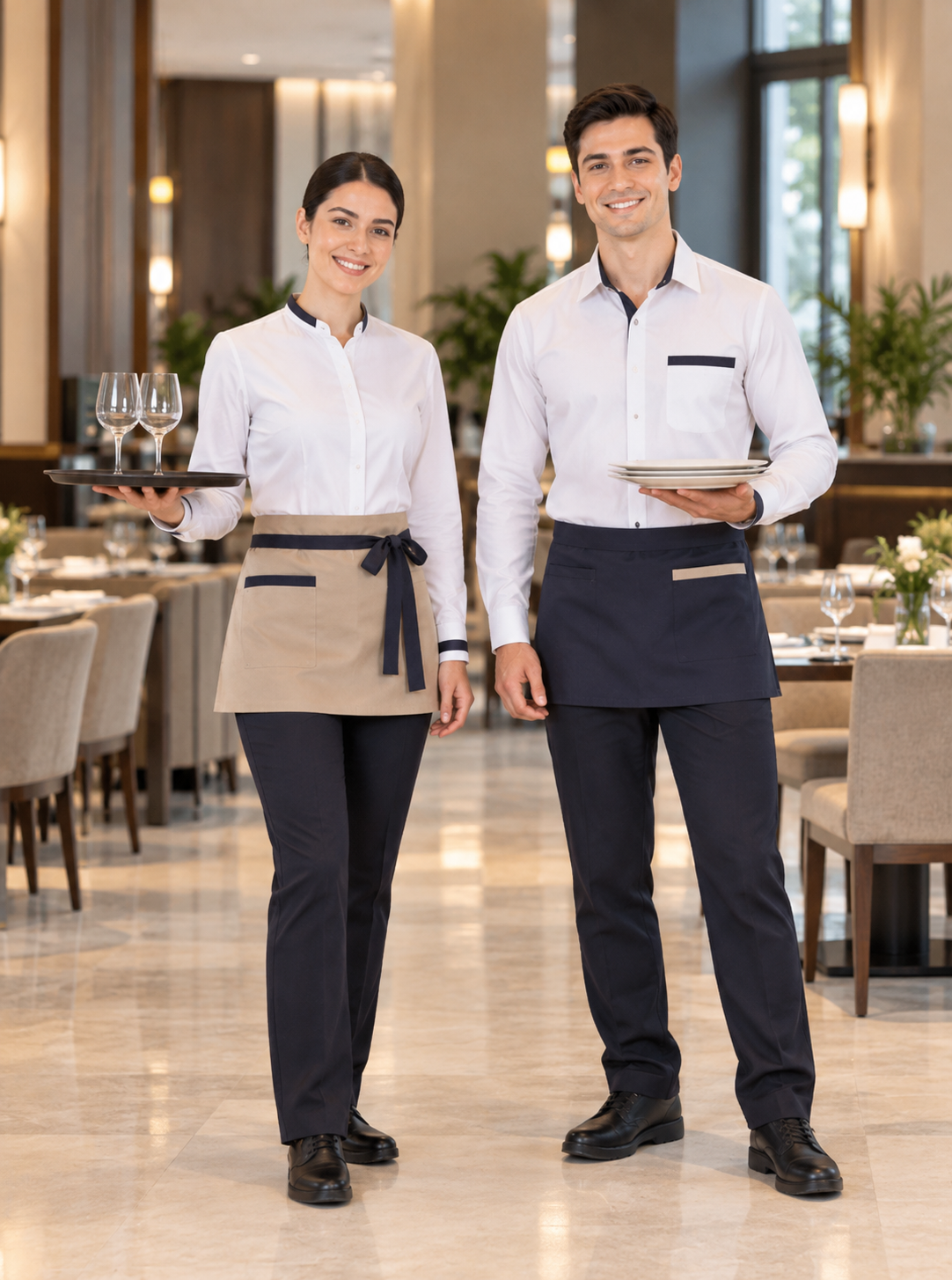 Krallar Tekstil tarafından üretilen F&B personel kıyafetleri, otel, restoran ve yiyecek-içecek işletmelerine yönelik kadın ve erkek garson üniformaları, servis gömlekleri, pantolonları ve önlük modelleriyle kurumsal, şık ve profesyonel çözümler sunar.
