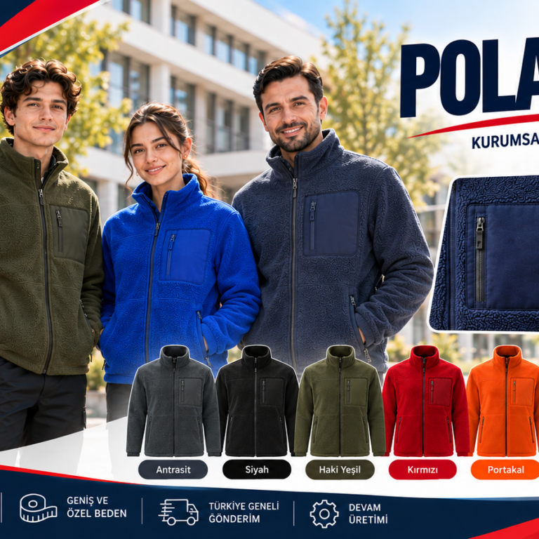 Krallar Tekstil tarafından üretilen kurumsal polar mont modelleri; 320 gr/m² antipilling polar kumaş, ürüne kendi renginde göğüs cep detayı, farklı renk seçenekleri, logo nakış ve baskı uygulamaları, geniş beden seçenekleri ve toplu üretim çözümleriyle kurumlara özel olarak hazırlanmaktadır.